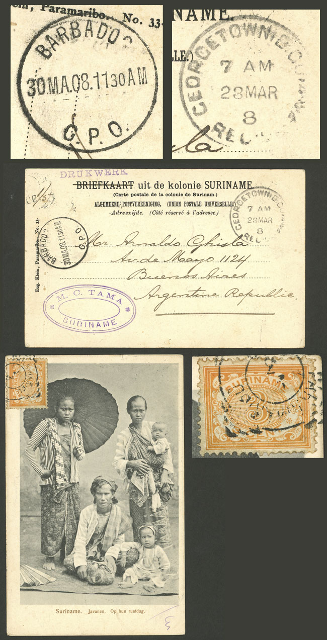 Lot 298 - suriname postal history -  Guillermo Jalil - Philatino Auction # 2519 WORLDWIDE + ARGENTINA: Special May auction