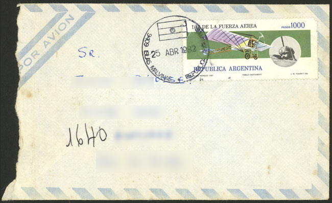 Lot 216 - falkland islands/malvinas POSTAL HISTORY - FALKLANDS WAR -  Guillermo Jalil - Philatino Auction # 2519 WORLDWIDE + ARGENTINA: Special May auction