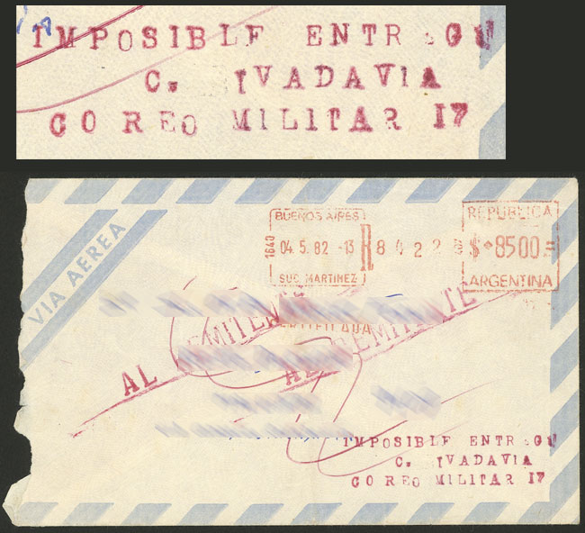 Lot 217 - falkland islands/malvinas POSTAL HISTORY - FALKLANDS WAR -  Guillermo Jalil - Philatino Auction # 2519 WORLDWIDE + ARGENTINA: Special May auction