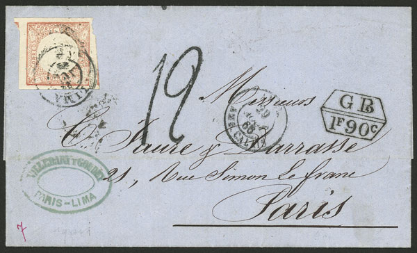 Lot 264 - Peru postal history -  Guillermo Jalil - Philatino Auction # 2519 WORLDWIDE + ARGENTINA: Special May auction