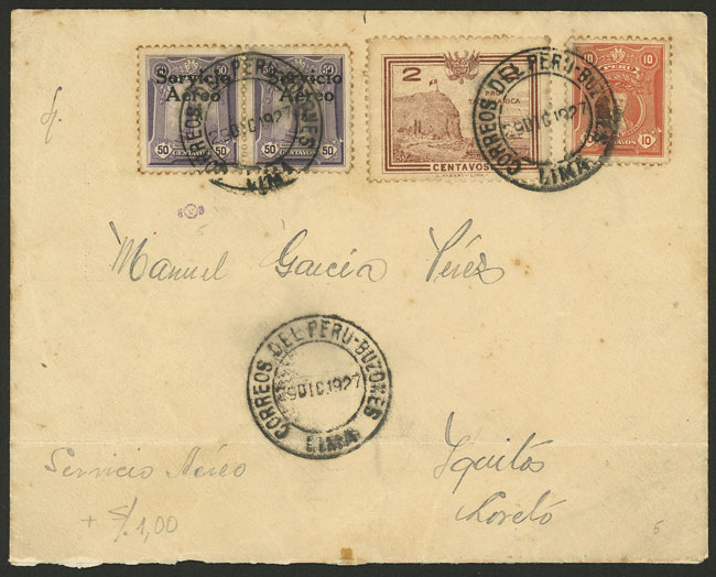 Lot 276 - Peru postal history - Guillermo Jalil - Philatino Auction # 2519 WORLDWIDE + ARGENTINA: Special May auction Lot 276 - Peru postal history - Guillermo Jalil - Philatino Auction # 2519 WORLDWIDE + ARGENTINA: Special May auction