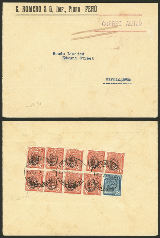 Lot 282 - Peru postal history - Guillermo Jalil - Philatino Auction # 2519 WORLDWIDE + ARGENTINA: Special May auction Lot 282 - Peru postal history - Guillermo Jalil - Philatino Auction # 2519 WORLDWIDE + ARGENTINA: Special May auction