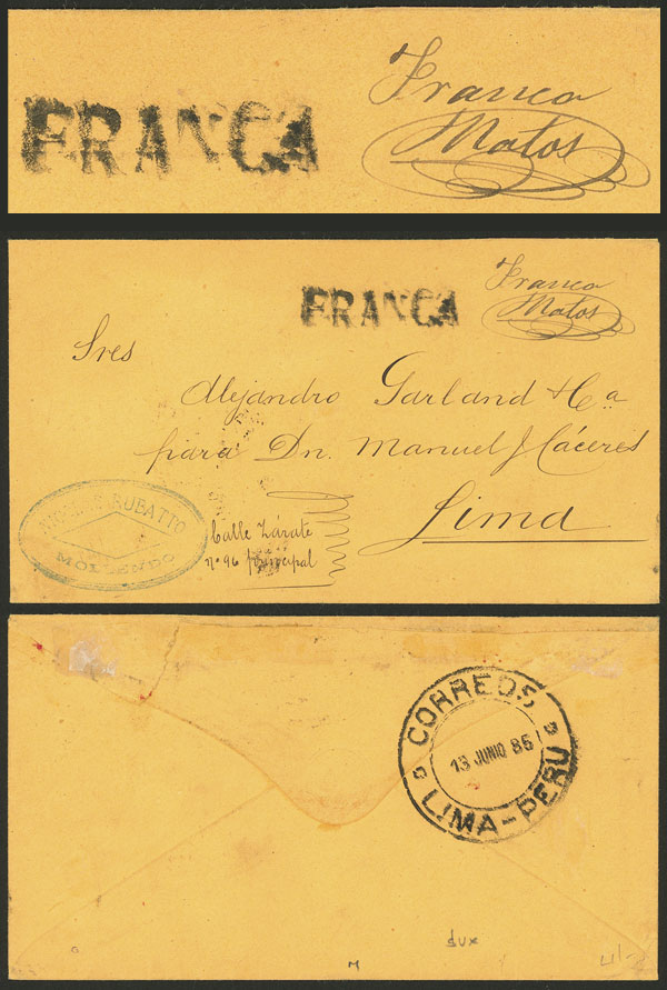 Lot 270 - Peru postal history -  Guillermo Jalil - Philatino Auction # 2519 WORLDWIDE + ARGENTINA: Special May auction