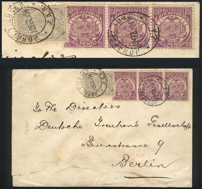 Lot 302 - transvaal postal history -  Guillermo Jalil - Philatino Auction # 2519 WORLDWIDE + ARGENTINA: Special May auction