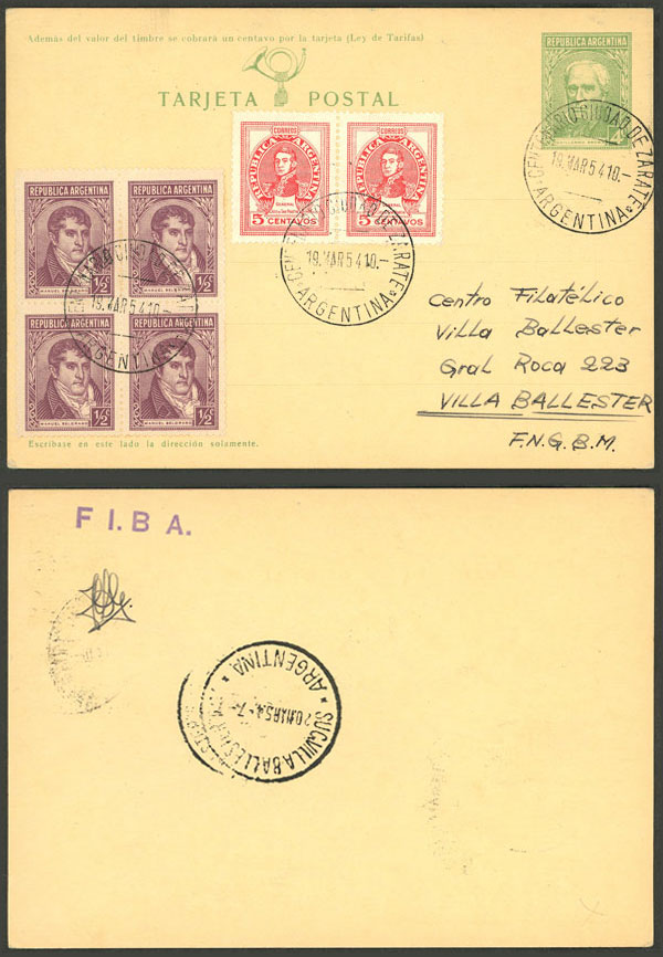 Lot 1019 - Argentina postal history -  Guillermo Jalil - Philatino Auction # 2521 ARGENTINA: 