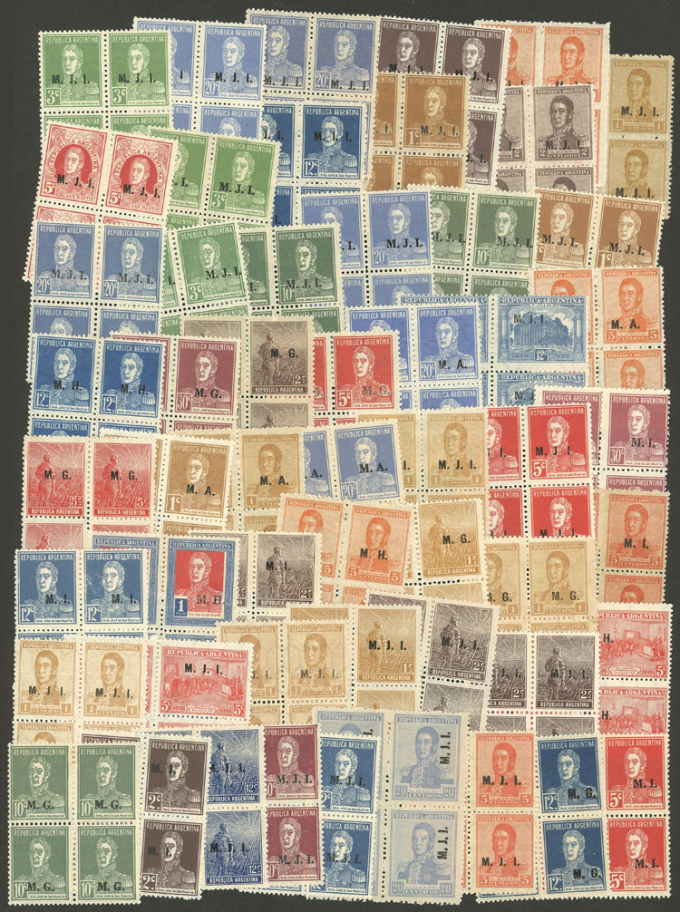 Lot 957 - Argentina OFFICIAL STAMPS - LOTS -  Guillermo Jalil - Philatino Auction # 2523 ARGENTINA: General auction with material of all periods, including rarities