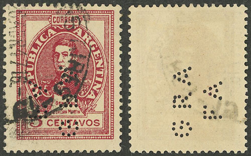 Lot 986 - Argentina perfins -  Guillermo Jalil - Philatino Auction # 2523 ARGENTINA: General auction with material of all periods, including rarities