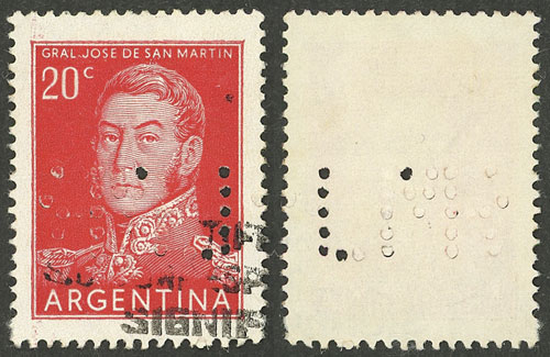 Lot 988 - Argentina perfins -  Guillermo Jalil - Philatino Auction # 2523 ARGENTINA: General auction with material of all periods, including rarities