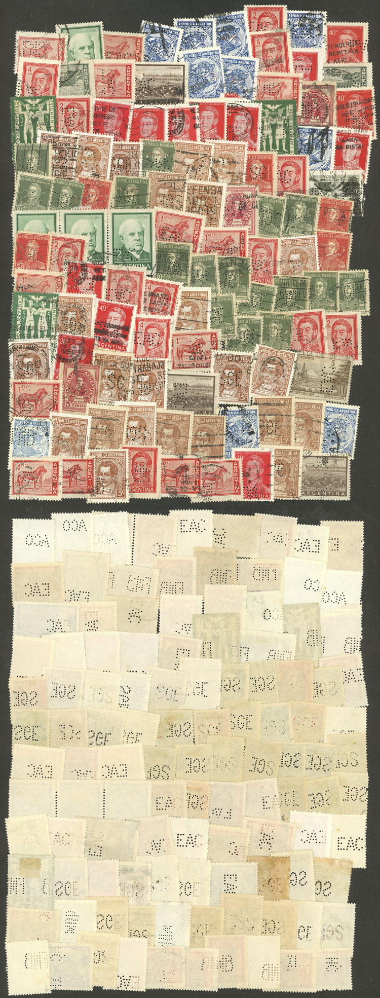 Lot 992 - Argentina perfins -  Guillermo Jalil - Philatino Auction # 2523 ARGENTINA: General auction with material of all periods, including rarities