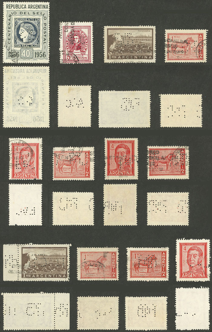 Lot 991 - Argentina perfins -  Guillermo Jalil - Philatino Auction # 2523 ARGENTINA: General auction with material of all periods, including rarities
