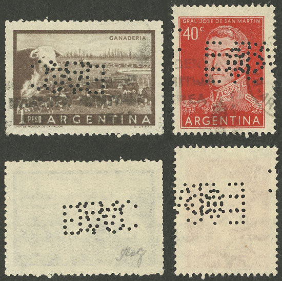 Lot 990 - Argentina perfins -  Guillermo Jalil - Philatino Auction # 2523 ARGENTINA: General auction with material of all periods, including rarities