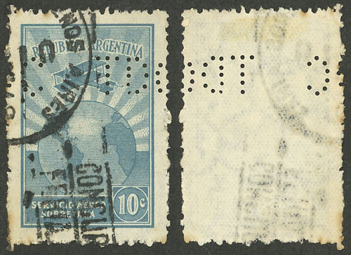 Lot 989 - Argentina perfins -  Guillermo Jalil - Philatino Auction # 2523 ARGENTINA: General auction with material of all periods, including rarities