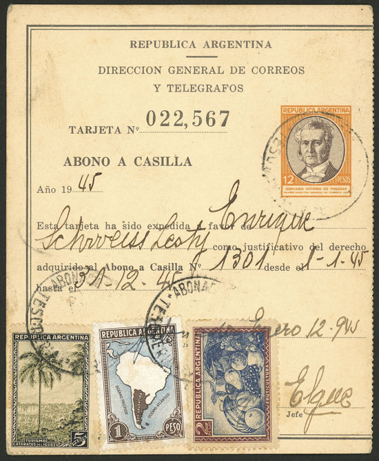 Lot 995 - Argentina Postal stationery -  Guillermo Jalil - Philatino Auction # 2523 ARGENTINA: General auction with material of all periods, including rarities