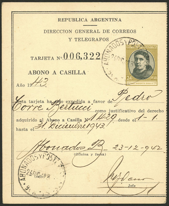 Lot 996 - Argentina Postal stationery -  Guillermo Jalil - Philatino Auction # 2523 ARGENTINA: General auction with material of all periods, including rarities