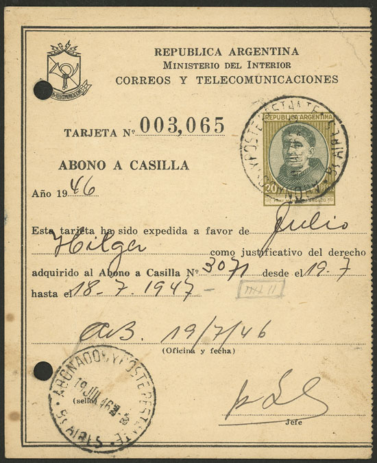Lot 998 - Argentina Postal stationery -  Guillermo Jalil - Philatino Auction # 2523 ARGENTINA: General auction with material of all periods, including rarities