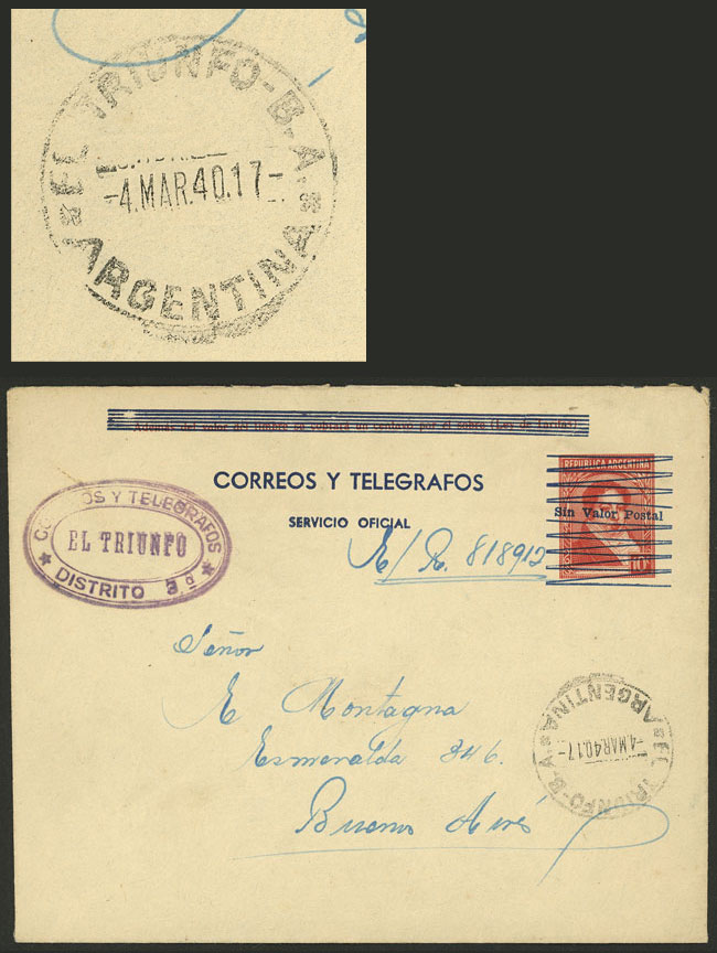 Lot 1056 - Argentina postal history - Guillermo Jalil - Philatino Auction # 2523 ARGENTINA: General auction with material of all periods, including rarities Lot 1056 - Argentina postal history - Guillermo Jalil - Philatino Auction # 2523 ARGENTINA: General auction with material of all periods, including rarities