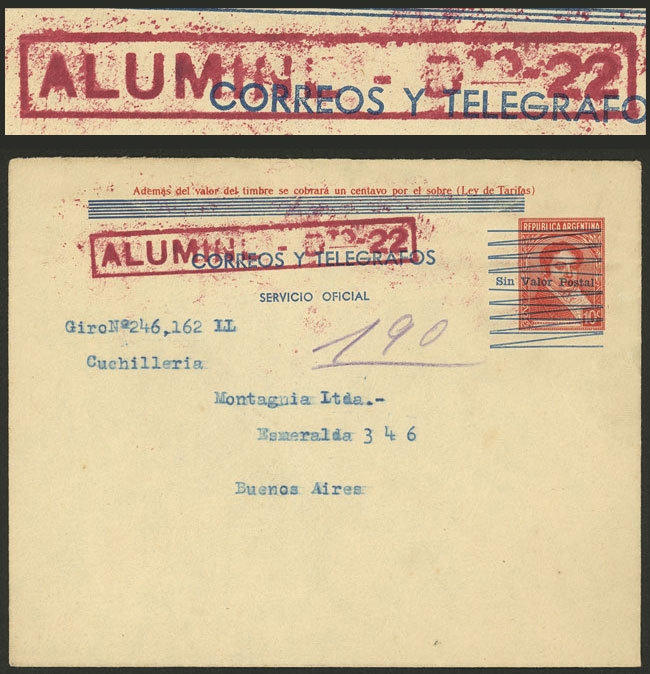 Lot 1057 - Argentina postal history - Guillermo Jalil - Philatino Auction # 2523 ARGENTINA: General auction with material of all periods, including rarities Lot 1057 - Argentina postal history - Guillermo Jalil - Philatino Auction # 2523 ARGENTINA: General auction with material of all periods, including rarities
