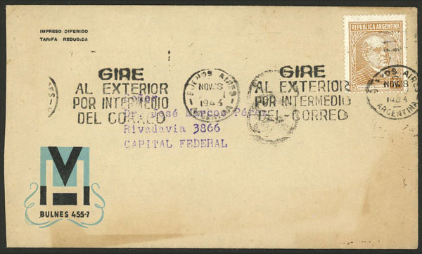 Lot 1060 - Argentina postal history - Guillermo Jalil - Philatino Auction # 2523 ARGENTINA: General auction with material of all periods, including rarities Lot 1060 - Argentina postal history - Guillermo Jalil - Philatino Auction # 2523 ARGENTINA: General auction with material of all periods, including rarities