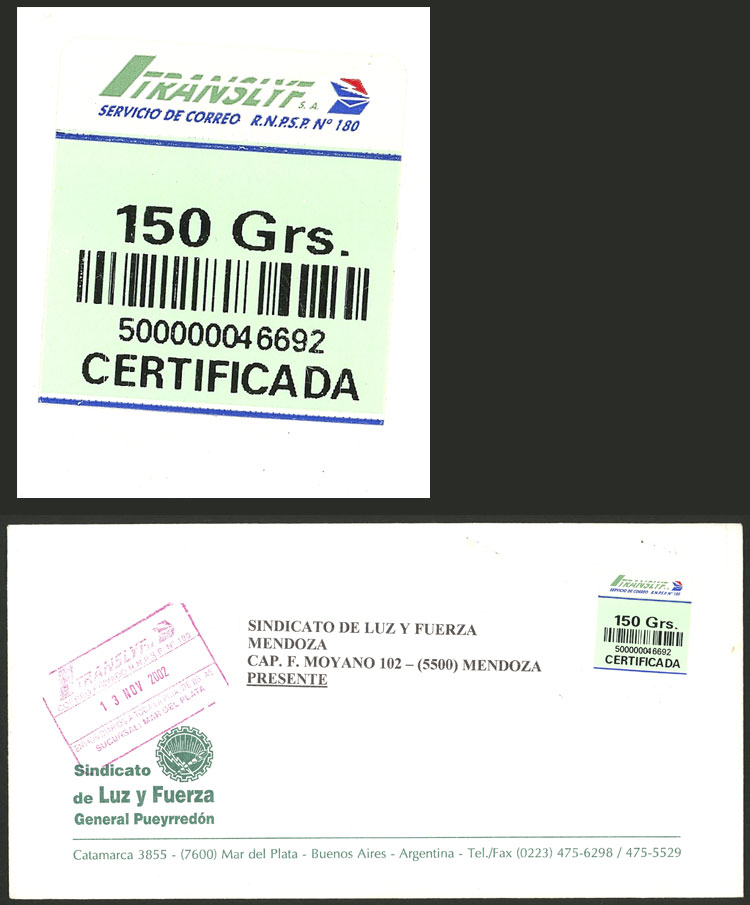 Lot 978 - Argentina private posts -  Guillermo Jalil - Philatino Auction # 2523 ARGENTINA: General auction with material of all periods, including rarities