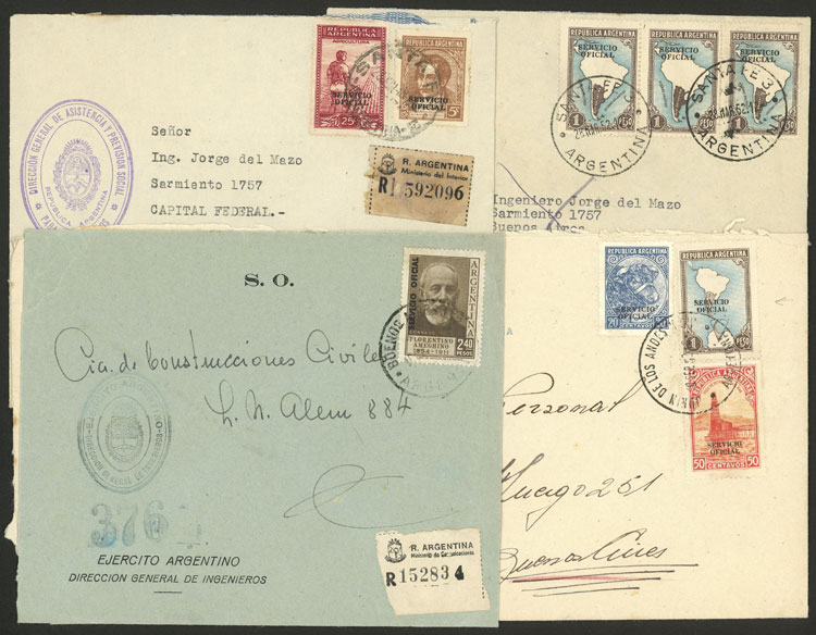 Lot 954 - Argentina official stamps - postal history -  Guillermo Jalil - Philatino Auction # 2523 ARGENTINA: General auction with material of all periods, including rarities