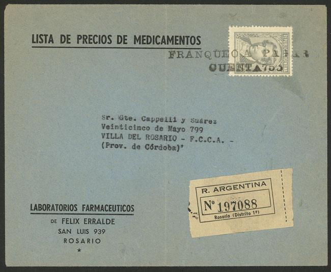 Lot 1070 - Argentina postal history - Guillermo Jalil - Philatino Auction # 2523 ARGENTINA: General auction with material of all periods, including rarities Lot 1070 - Argentina postal history - Guillermo Jalil - Philatino Auction # 2523 ARGENTINA: General auction with material of all periods, including rarities