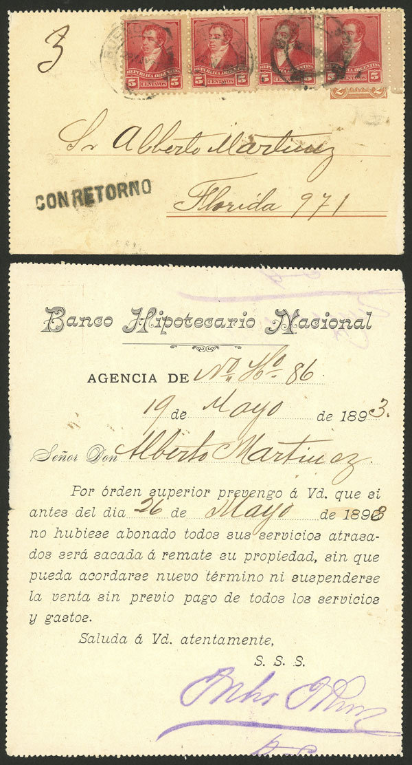 Lot 1037 - Argentina postal history - Guillermo Jalil - Philatino Auction # 2523 ARGENTINA: General auction with material of all periods, including rarities Lot 1037 - Argentina postal history - Guillermo Jalil - Philatino Auction # 2523 ARGENTINA: General auction with material of all periods, including rarities