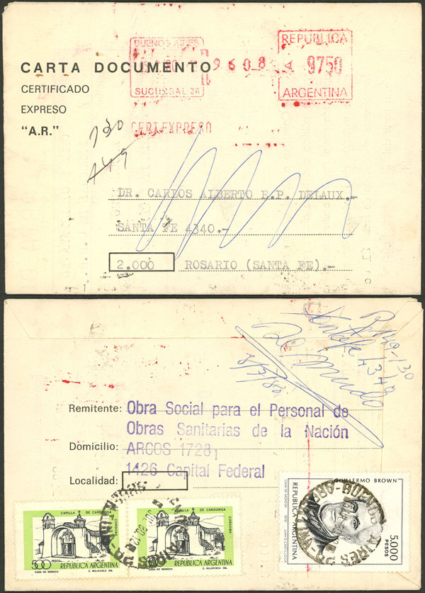 Lot 660 - Argentina postal history -  Guillermo Jalil - Philatino Auction # 2524 ARGENTINA: 
