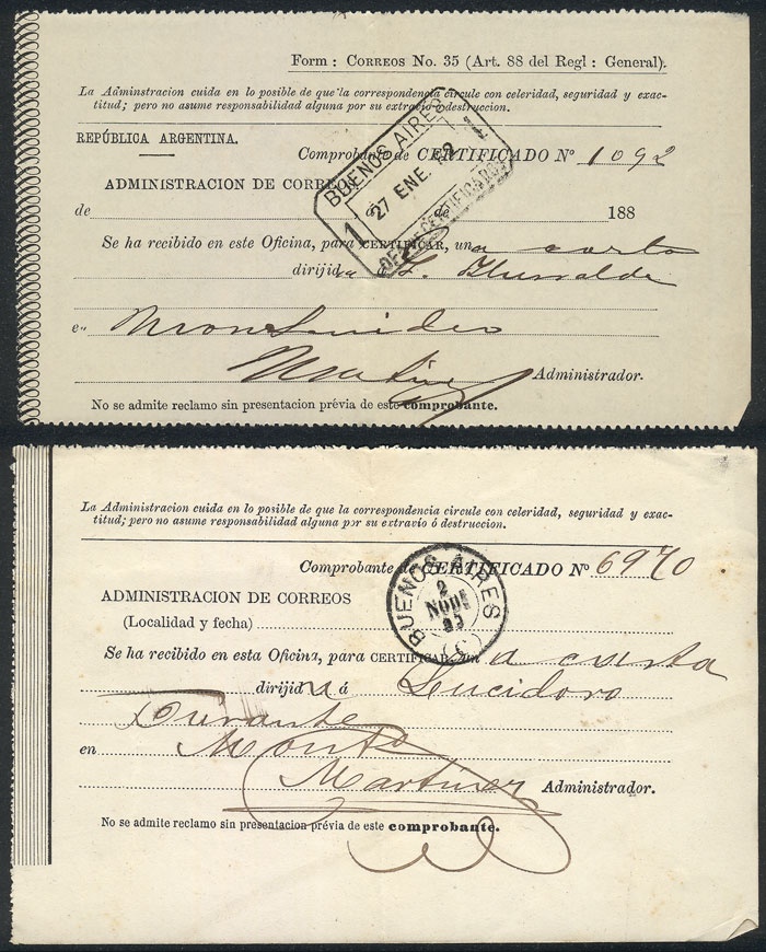 Lot 614 - Argentina postal history - Guillermo Jalil - Philatino Auction # 2524 ARGENTINA: Lot 614 - Argentina postal history - Guillermo Jalil - Philatino Auction # 2524 ARGENTINA: