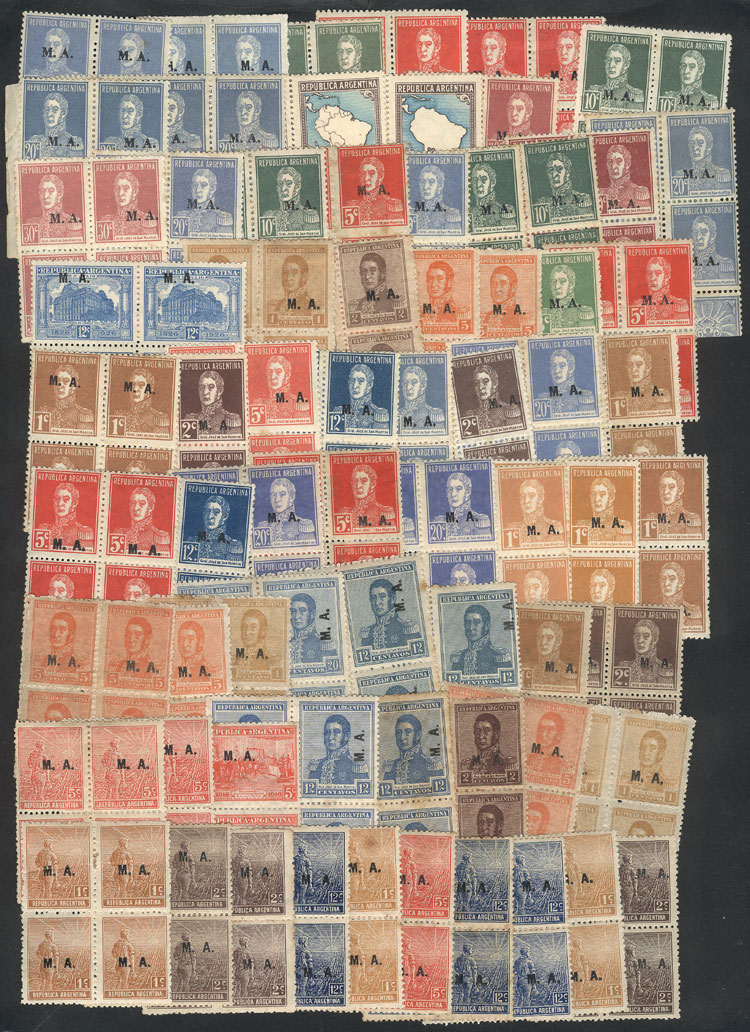 Lot 940 - Argentina OFFICIAL STAMPS - LOTS -  Guillermo Jalil - Philatino Auction # 2527 ARGENTINA: General auction with material of all periods, including rarities
