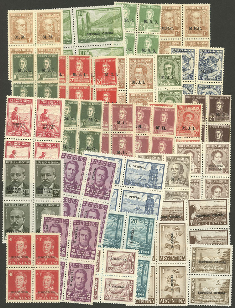 Lot 939 - Argentina OFFICIAL STAMPS - LOTS -  Guillermo Jalil - Philatino Auction # 2527 ARGENTINA: General auction with material of all periods, including rarities