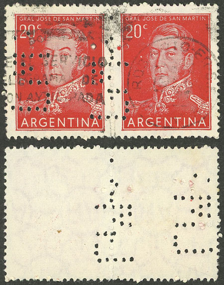 Lot 968 - Argentina perfins -  Guillermo Jalil - Philatino Auction # 2527 ARGENTINA: General auction with material of all periods, including rarities