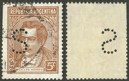 Lot 969 - Argentina perfins -  Guillermo Jalil - Philatino Auction # 2527 ARGENTINA: General auction with material of all periods, including rarities