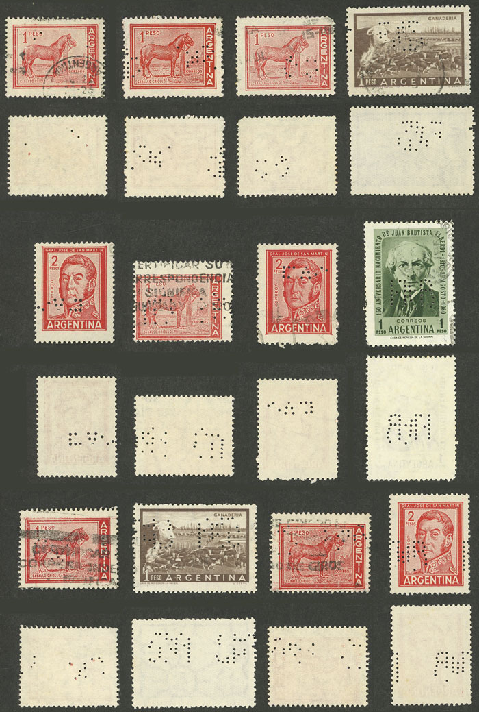 Lot 970 - Argentina perfins -  Guillermo Jalil - Philatino Auction # 2527 ARGENTINA: General auction with material of all periods, including rarities