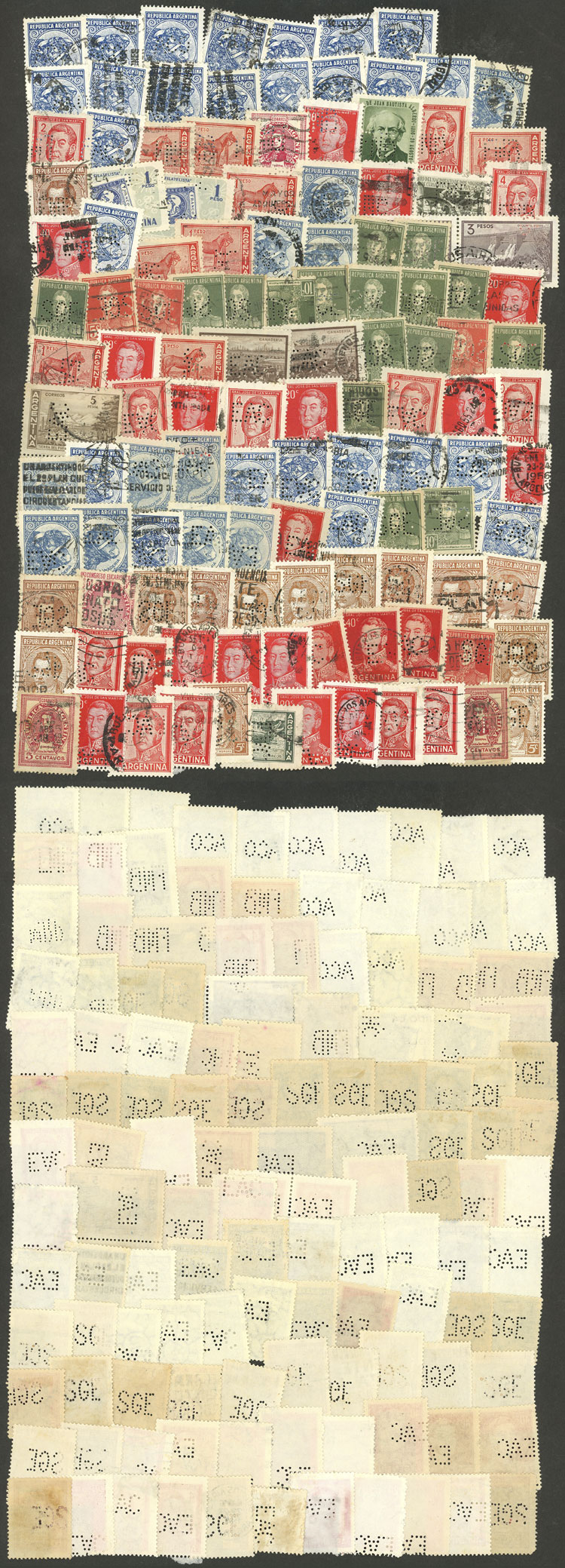 Lot 975 - Argentina perfins -  Guillermo Jalil - Philatino Auction # 2527 ARGENTINA: General auction with material of all periods, including rarities