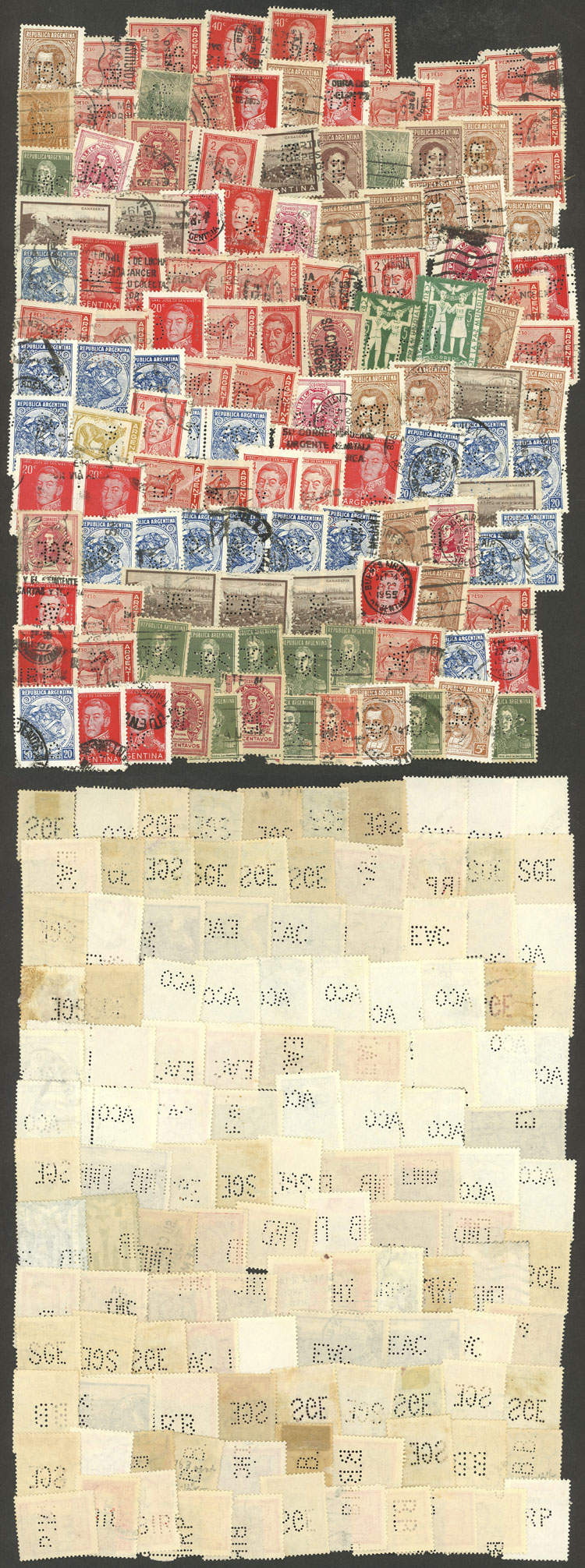 Lot 973 - Argentina perfins -  Guillermo Jalil - Philatino Auction # 2527 ARGENTINA: General auction with material of all periods, including rarities