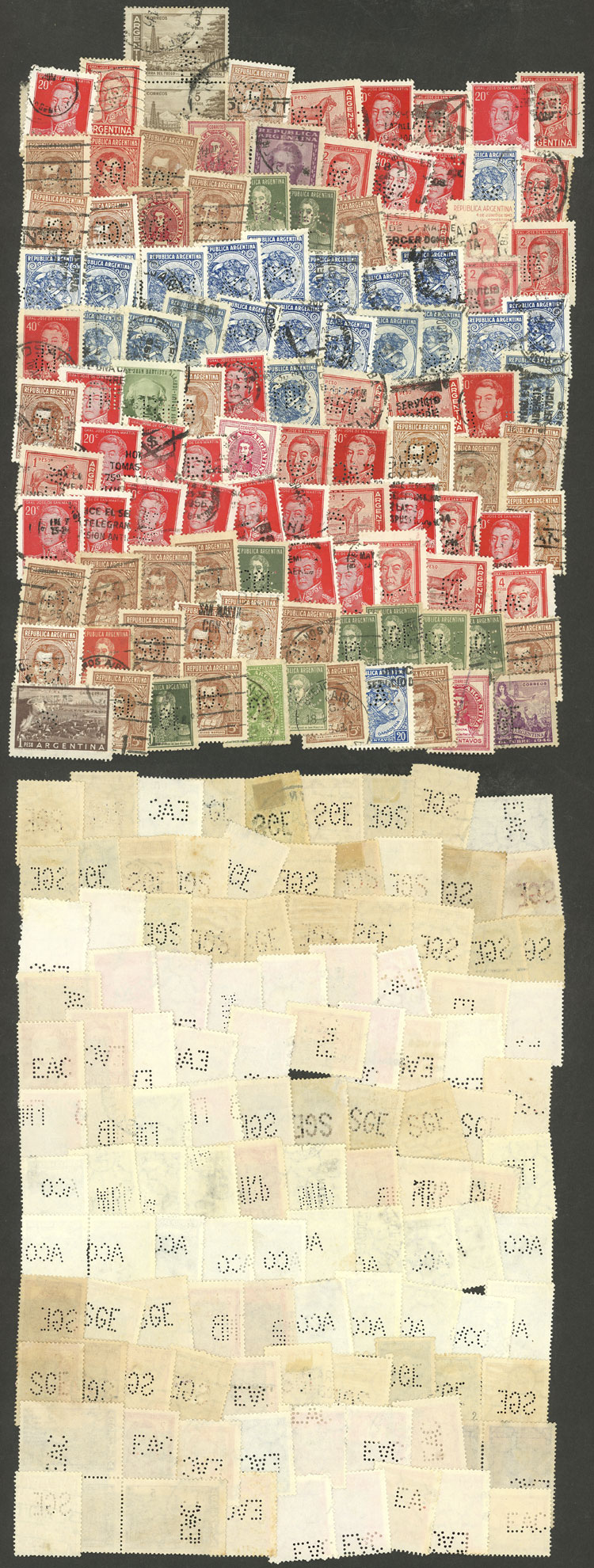 Lot 972 - Argentina perfins -  Guillermo Jalil - Philatino Auction # 2527 ARGENTINA: General auction with material of all periods, including rarities