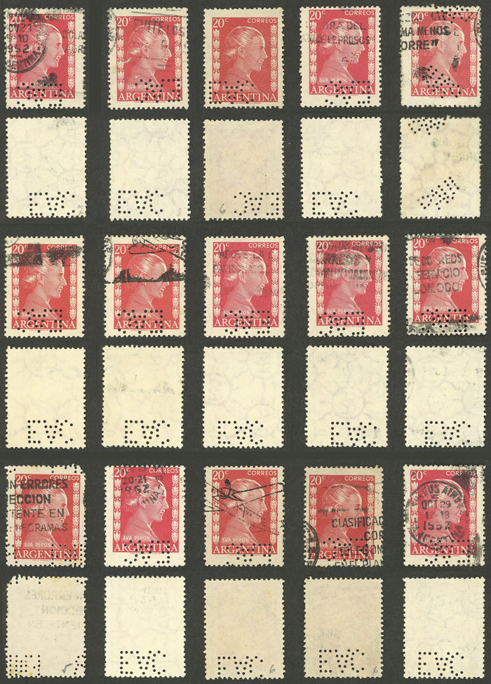 Lot 971 - Argentina perfins -  Guillermo Jalil - Philatino Auction # 2527 ARGENTINA: General auction with material of all periods, including rarities