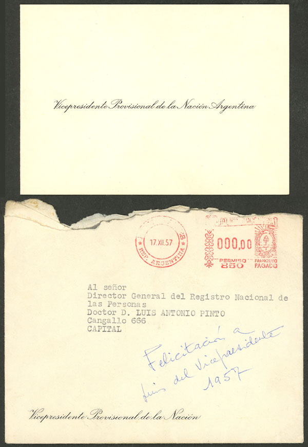 Lot 934 - Argentina official stamps - postal history -  Guillermo Jalil - Philatino Auction # 2527 ARGENTINA: General auction with material of all periods, including rarities