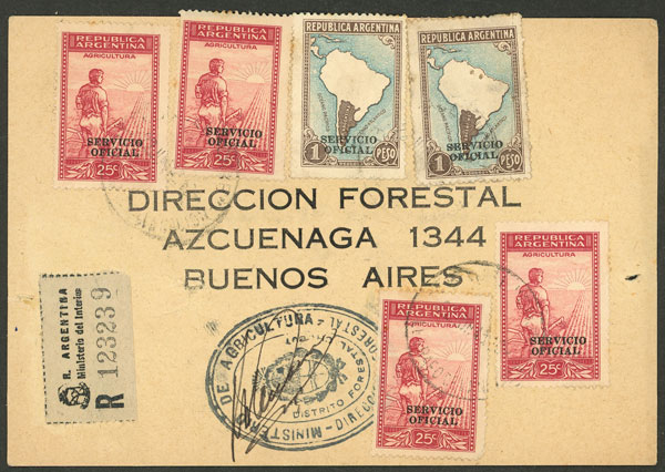 Lot 930 - Argentina official stamps - postal history -  Guillermo Jalil - Philatino Auction # 2527 ARGENTINA: General auction with material of all periods, including rarities
