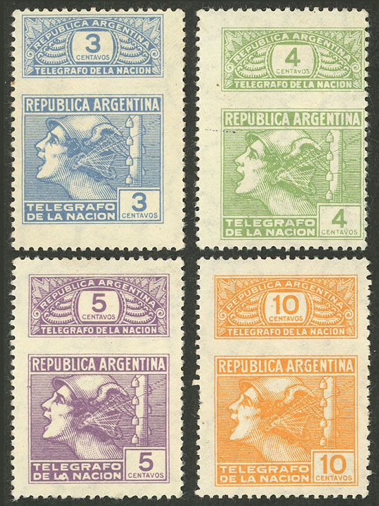 Lot 943 - Argentina telegraph stamps -  Guillermo Jalil - Philatino Auction # 2527 ARGENTINA: General auction with material of all periods, including rarities