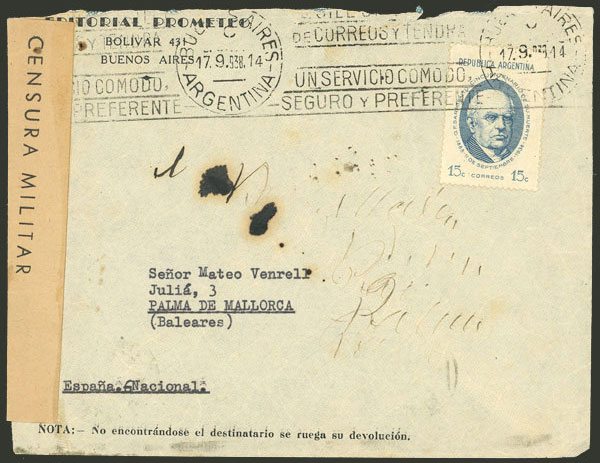 Lot 1020 - Argentina postal history -  Guillermo Jalil - Philatino Auction # 2527 ARGENTINA: General auction with material of all periods, including rarities