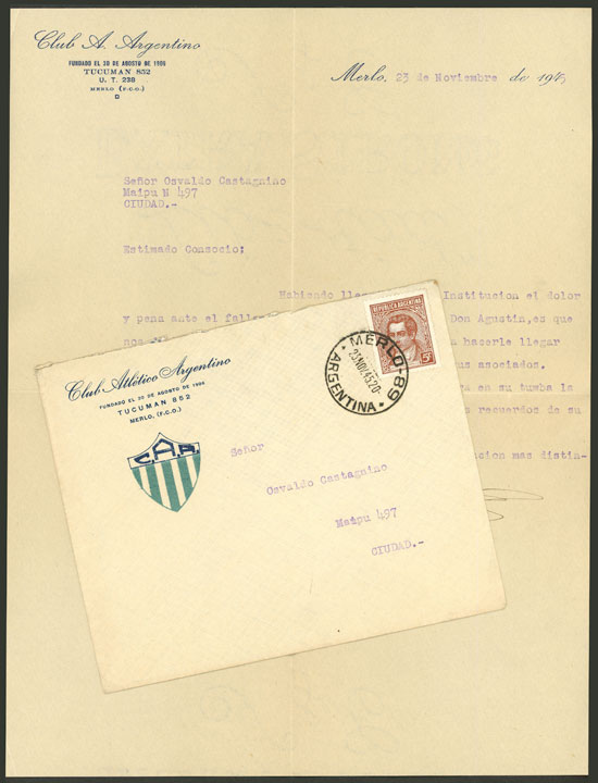 Lot 1028 - Argentina postal history -  Guillermo Jalil - Philatino Auction # 2527 ARGENTINA: General auction with material of all periods, including rarities