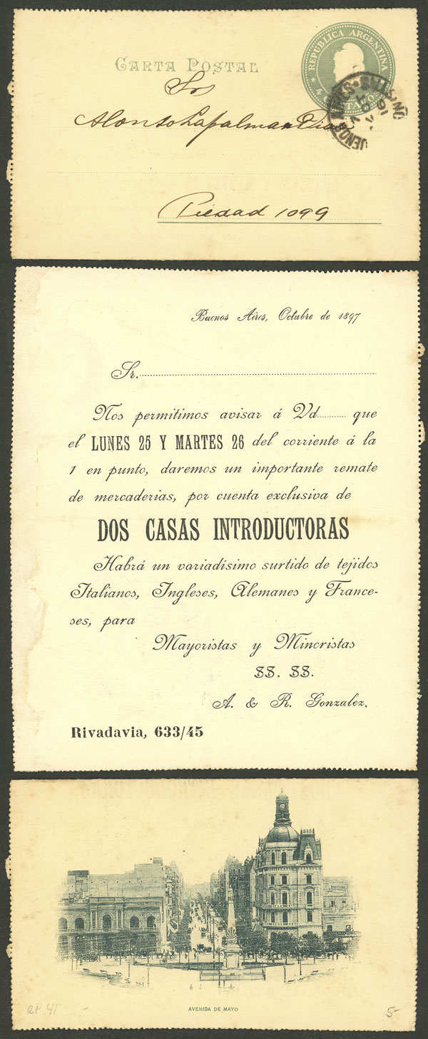 Lot 910 - Argentina Postal stationery - Guillermo Jalil - Philatino Auction # 2538 ARGENTINA: “Clearance” auction with very low starts and many interesting lots! Lot 910 - Argentina Postal stationery - Guillermo Jalil - Philatino Auction # 2538 ARGENTINA: “Clearance” auction with very low starts and many interesting lots!