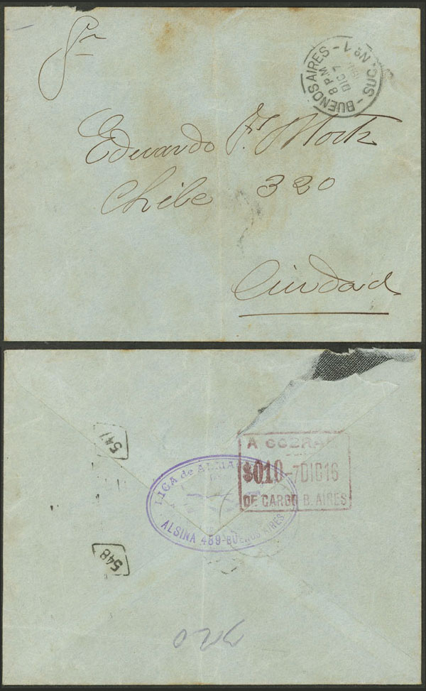 Lot 966 - Argentina postal history - Guillermo Jalil - Philatino Auction # 2538 ARGENTINA: “Clearance” auction with very low starts and many interesting lots! Lot 966 - Argentina postal history - Guillermo Jalil - Philatino Auction # 2538 ARGENTINA: “Clearance” auction with very low starts and many interesting lots!