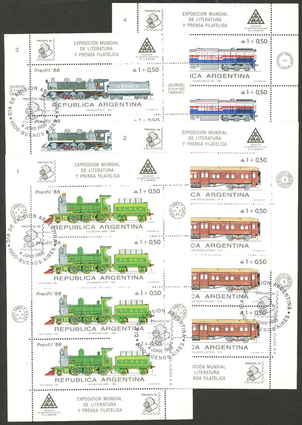 Lot 955 - Argentina souvenir sheets -  Guillermo Jalil - Philatino Auction # 2540 ARGENTINA: General sale with lots at very low starts!