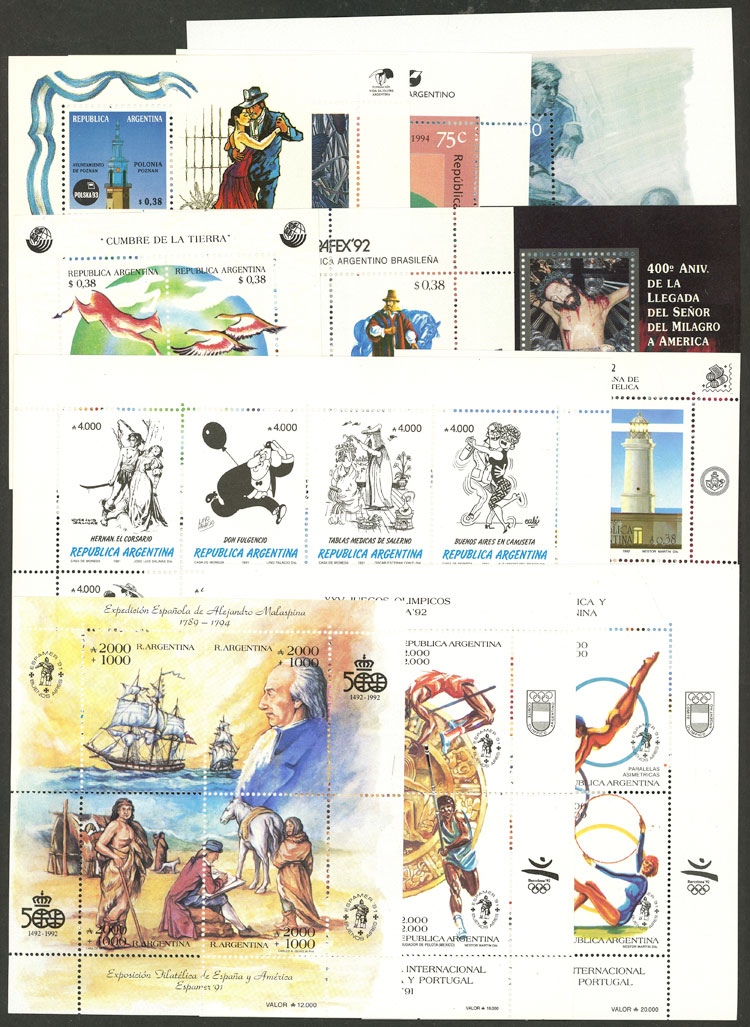 Lot 968 - Argentina souvenir sheets -  Guillermo Jalil - Philatino Auction # 2540 ARGENTINA: General sale with lots at very low starts!