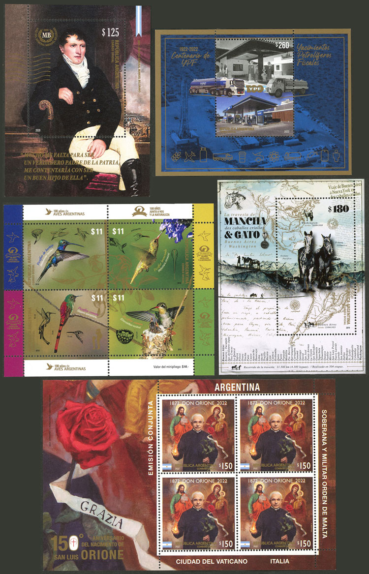 Lot 969 - Argentina souvenir sheets -  Guillermo Jalil - Philatino Auction # 2540 ARGENTINA: General sale with lots at very low starts!