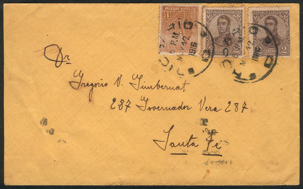 Lot 1014 - Argentina postal history - Guillermo Jalil - Philatino Auction # 2540 ARGENTINA: General sale with lots at very low starts! Lot 1014 - Argentina postal history - Guillermo Jalil - Philatino Auction # 2540 ARGENTINA: General sale with lots at very low starts!