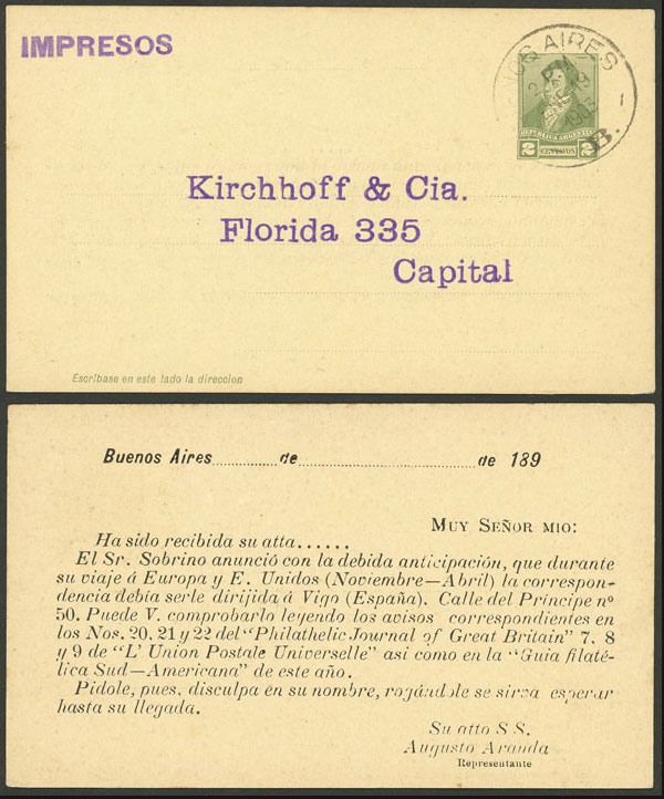 Lot 865 - Argentina Postal stationery - Guillermo Jalil - Philatino Auction # 2542 ARGENTINA: Lot 865 - Argentina Postal stationery - Guillermo Jalil - Philatino Auction # 2542 ARGENTINA: