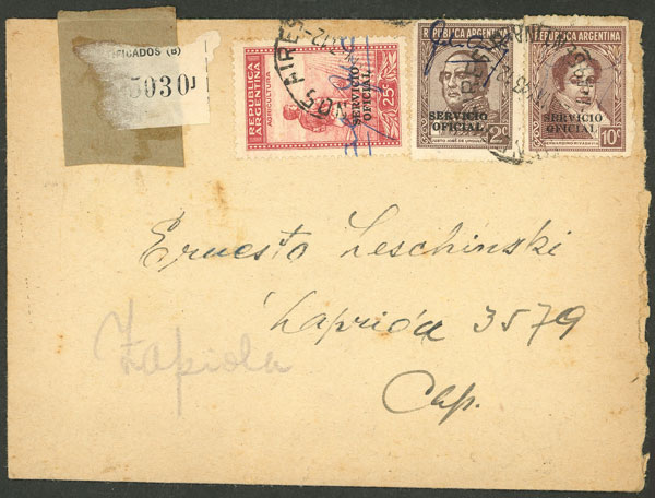 Lot 814 - Argentina official stamps - postal history - Guillermo Jalil - Philatino Auction # 2542 ARGENTINA: Lot 814 - Argentina official stamps - postal history - Guillermo Jalil - Philatino Auction # 2542 ARGENTINA: